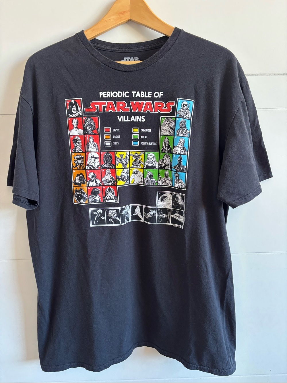 Star Wars Periodic Table of Villains Graphic T‑Shirt - Black Cotton Sci-Fi